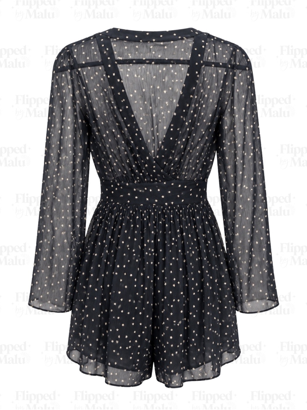 ASOS Navy White Star Print Long Sleeve Wrap Mini Dress